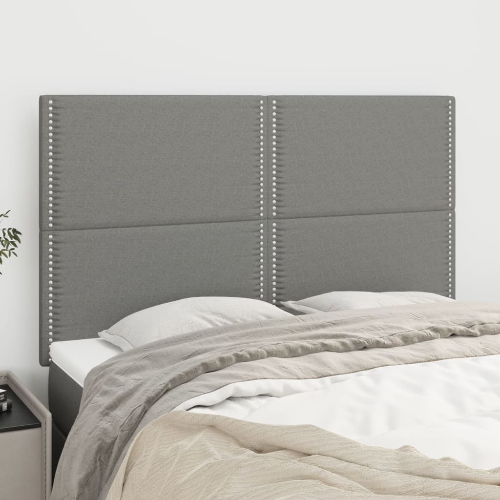 vidaXL Kopfteil Dunkelgrau 144 x 5 x 118/128 cm Stoff