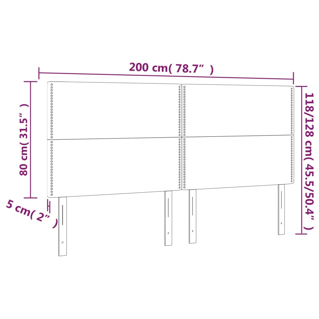 vidaXL Kopfteil Schwarz 200 x 5 x 118/128 cm Stoff