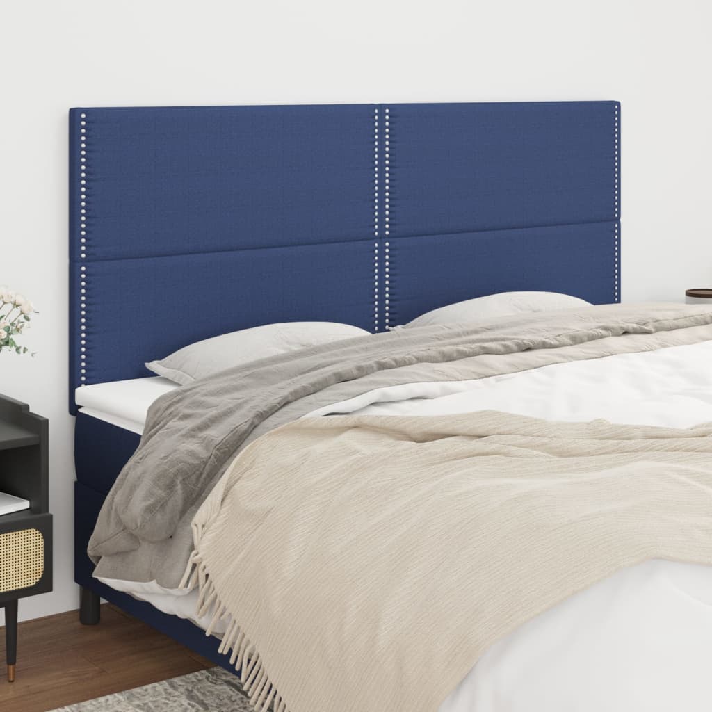 vidaXL Kopfteil Blau 200 x 5 x 118/128 cm Stoff