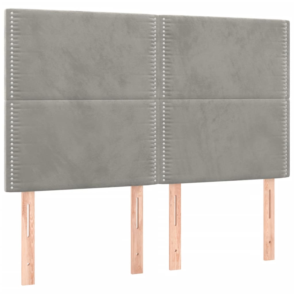 vidaXL Kopfteil Hellgrau 144x5x118/128 cm Samt
