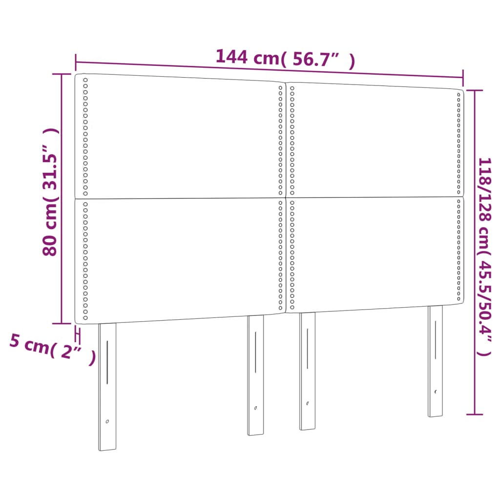 vidaXL Kopfteil Hellgrau 144x5x118/128 cm Samt