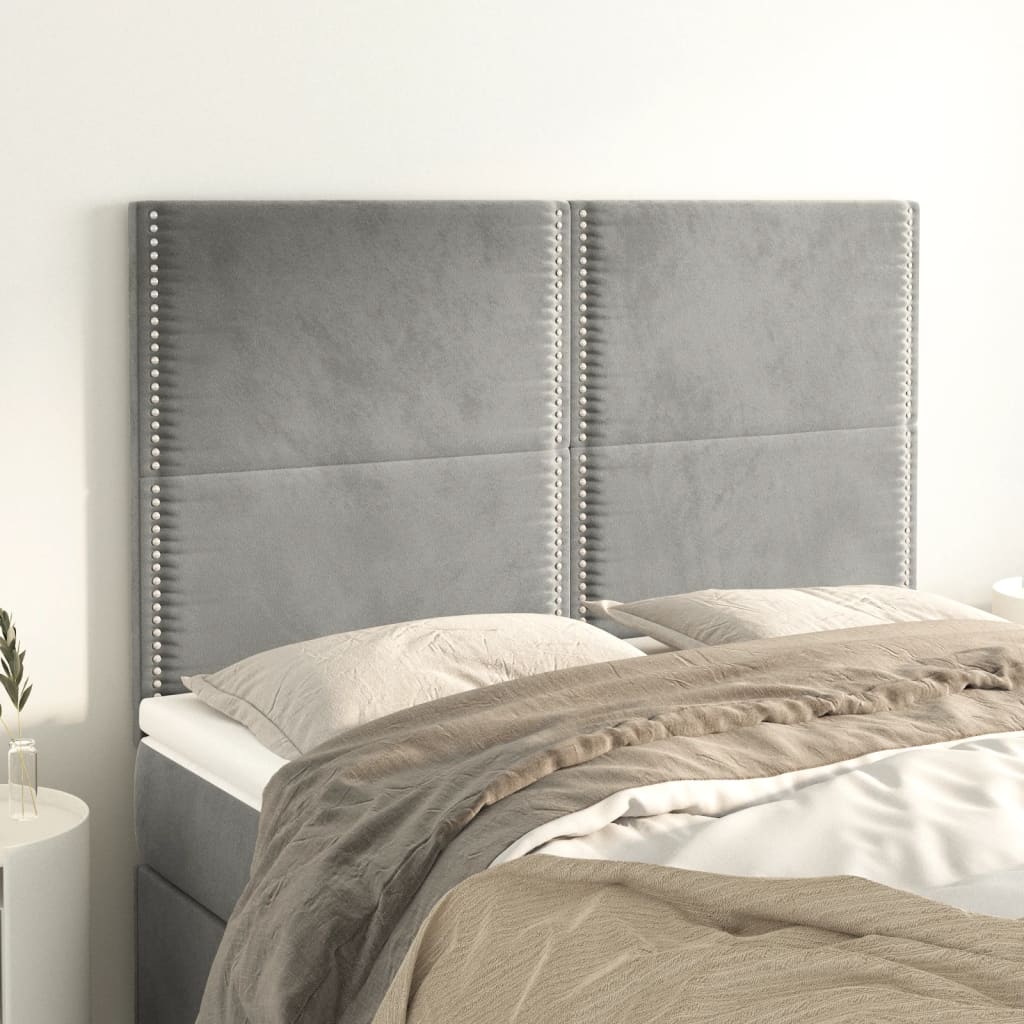 vidaXL Kopfteil Hellgrau 144x5x118/128 cm Samt