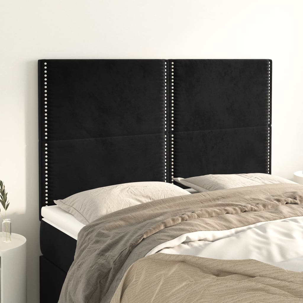 vidaXL Kopfteil Schwarz 144x5x118/128 cm Samt