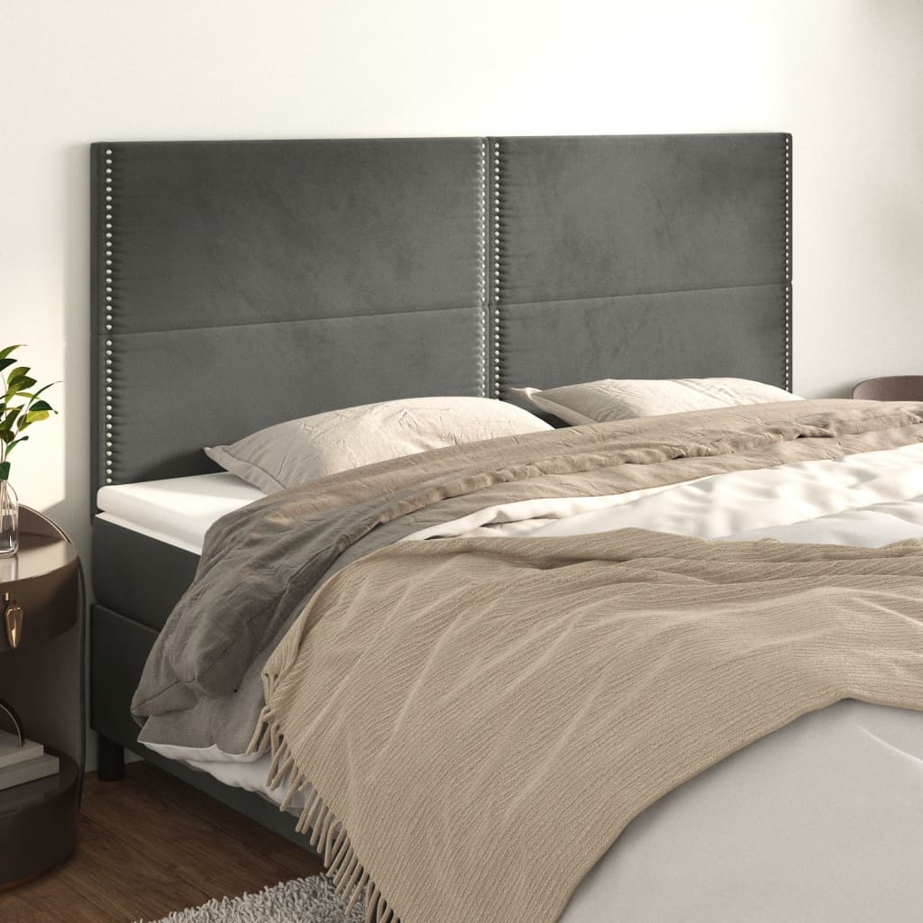 vidaXL Kopfteil Dunkelgrau 160 x 5 x 118/128 cm Samt