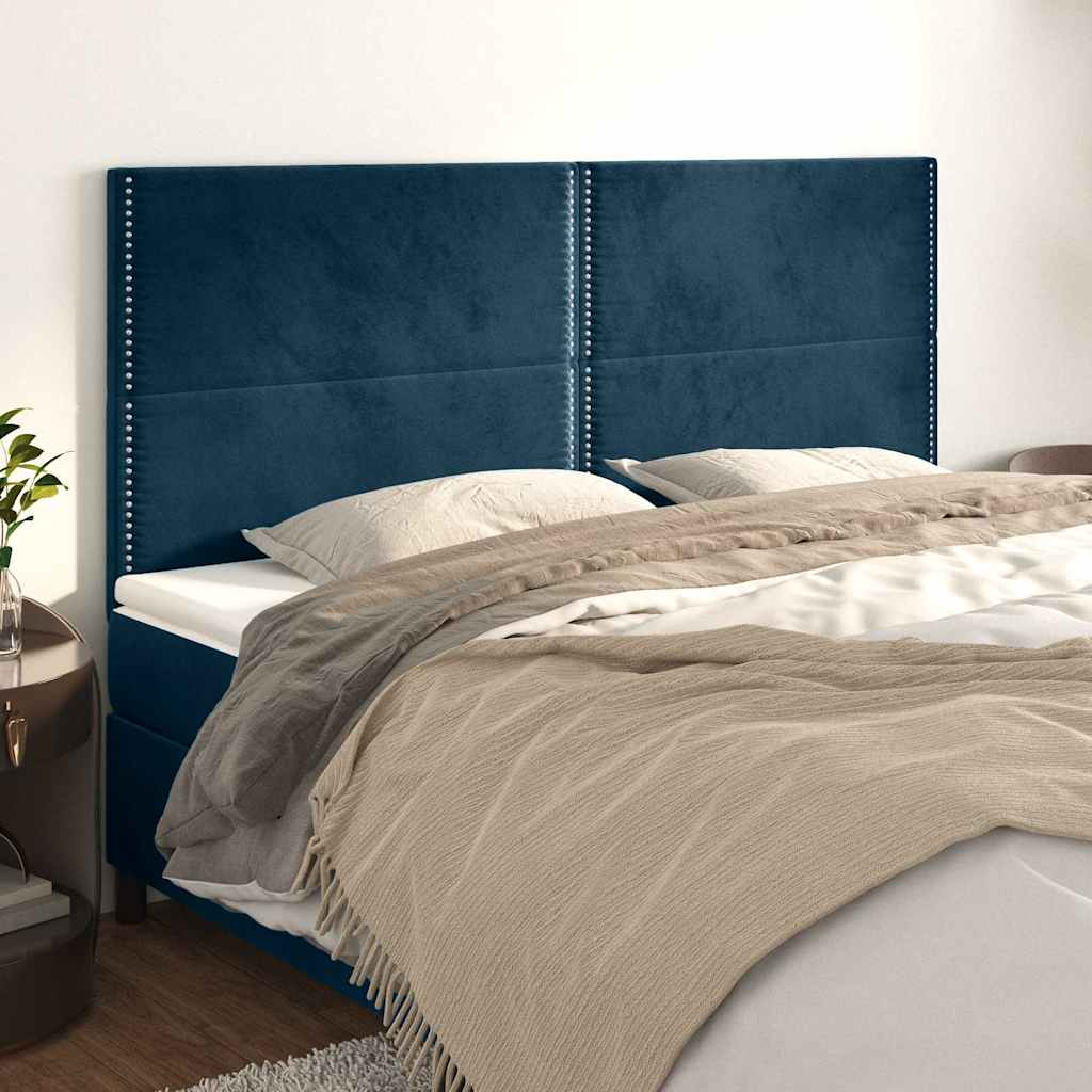 vidaXL Kopfteil Dunkelblau 160 x 5 x 118/128 cm Samt