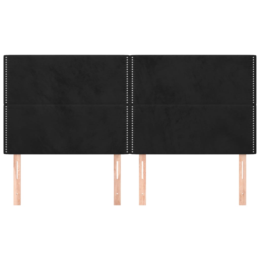 vidaXL Kopfteil Schwarz 200 x 5 x 118/128 cm Samt