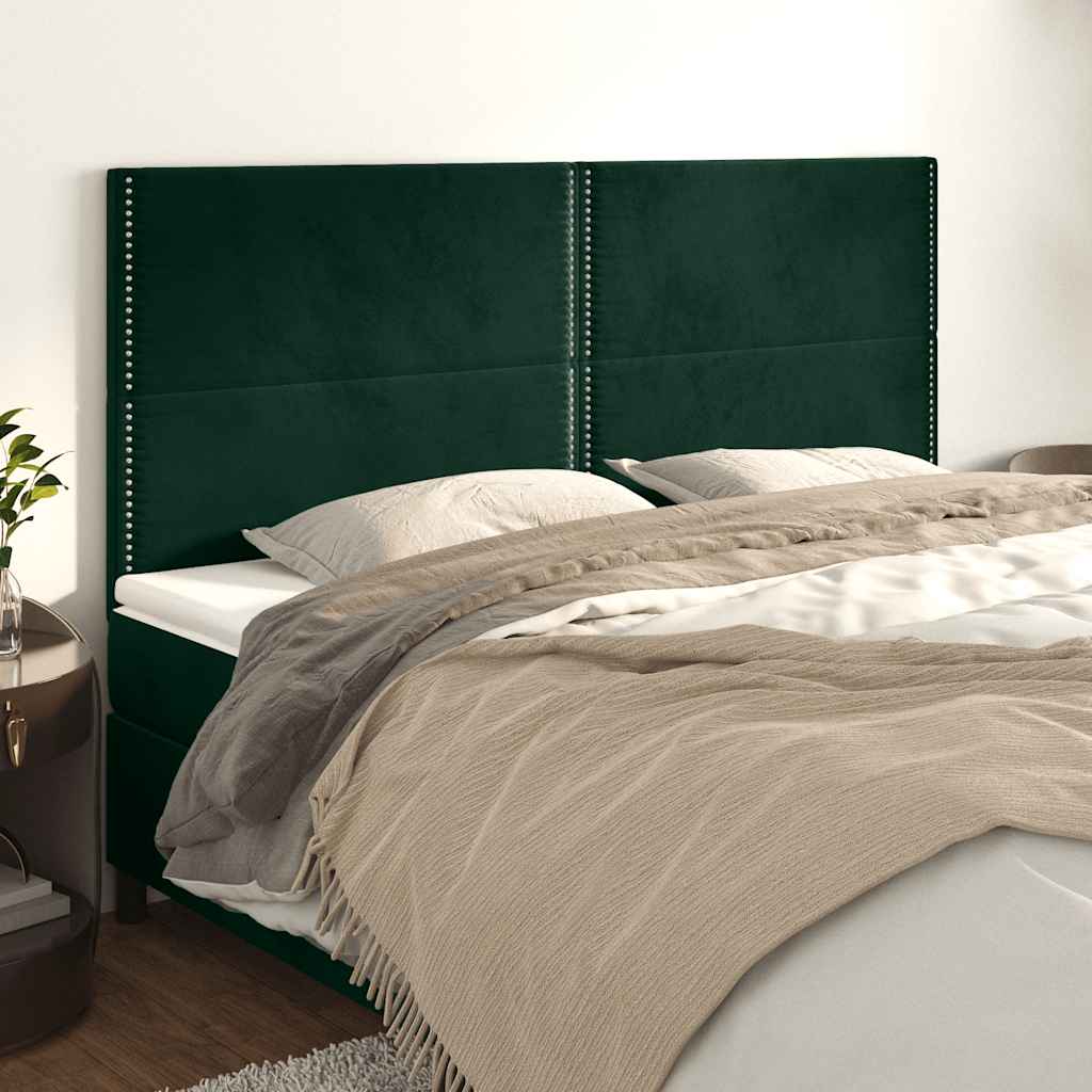vidaXL Kopfteil Dunkelgrün 200 x 5 x 118/128 cm Samt