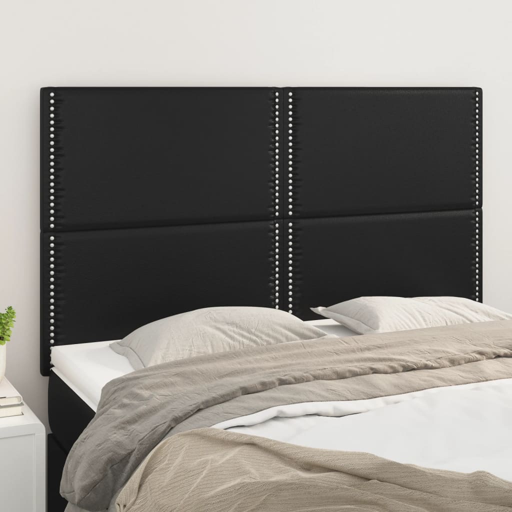 vidaXL Kopfteil Schwarz 144x5x118/128 cm Kunstleder