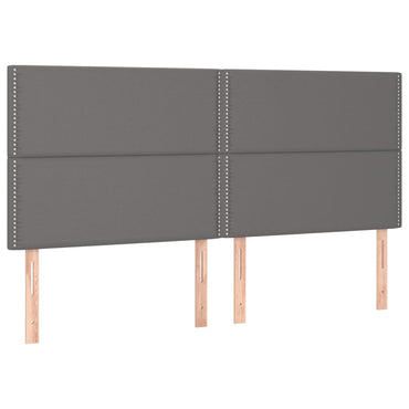 vidaXL Kopfteil Grau 200x5x118/128 cm Kunstleder