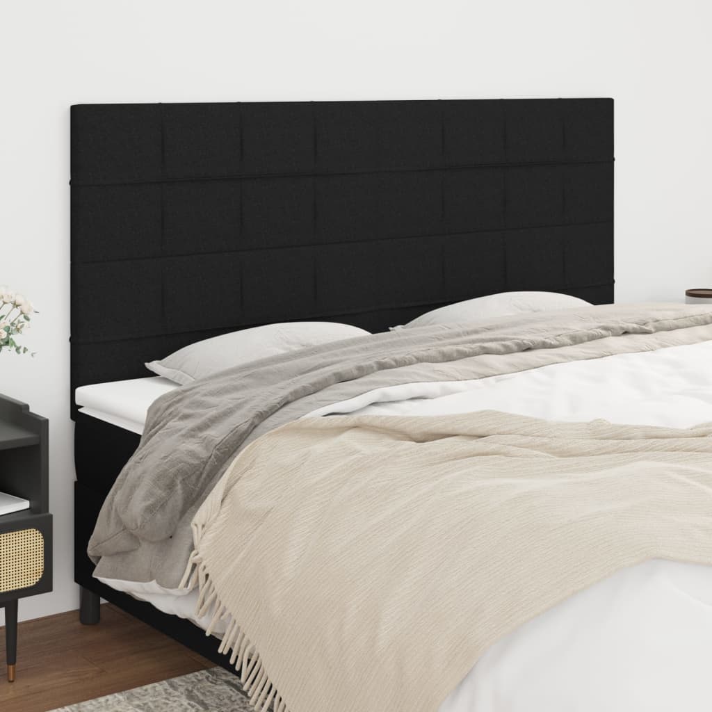 vidaXL Kopfteil Schwarz 200 x 5 x 118/128 cm Stoff