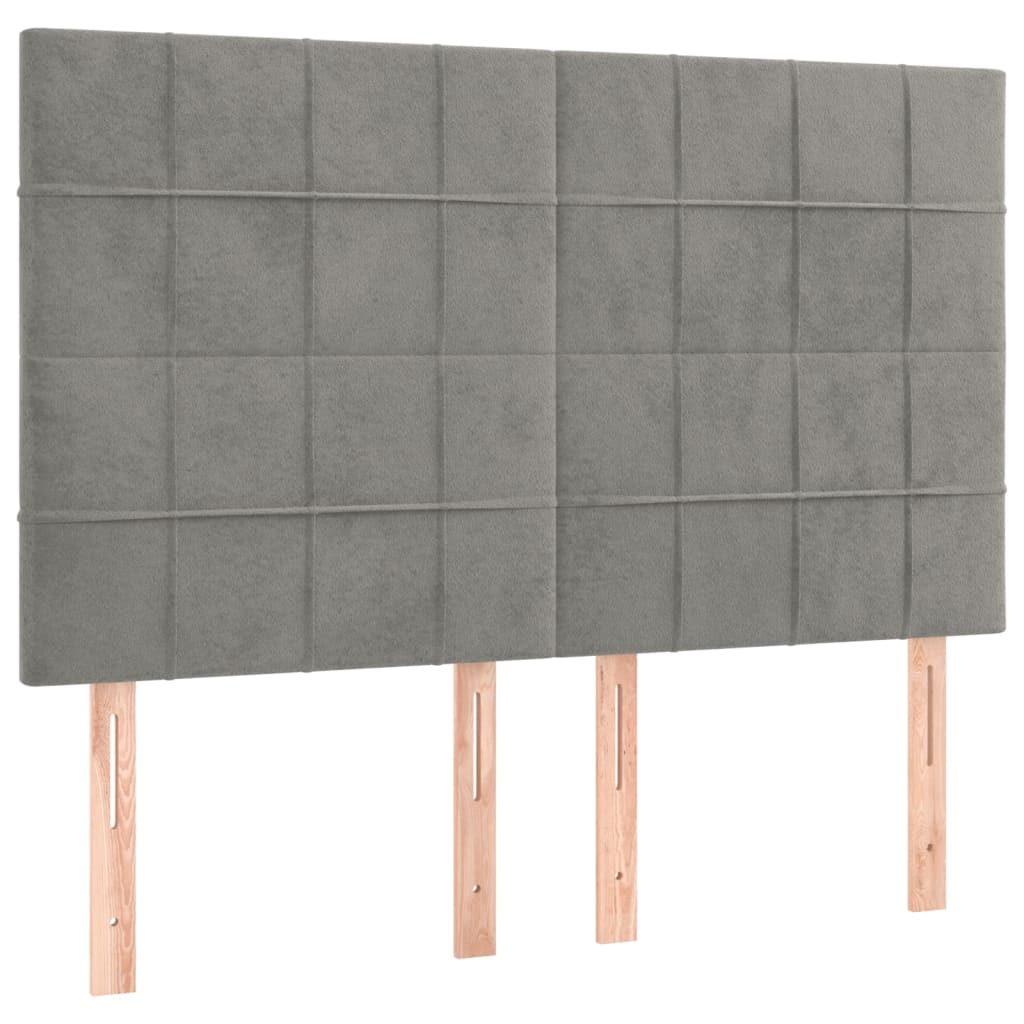vidaXL Kopfteil Hellgrau 144x5x118/128 cm Samt