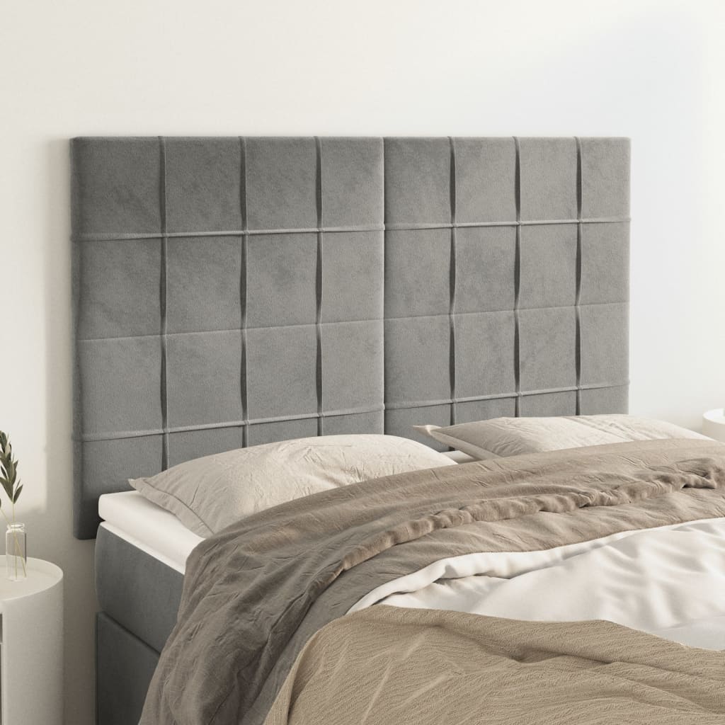 vidaXL Kopfteil Hellgrau 144x5x118/128 cm Samt
