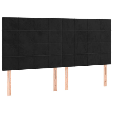 vidaXL Kopfteil Schwarz 160x5x118/128 cm Samt