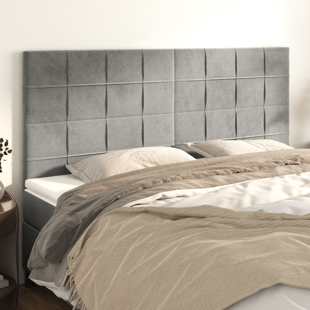 vidaXL Kopfteil Hellgrau 180x5x118/128 cm Samt