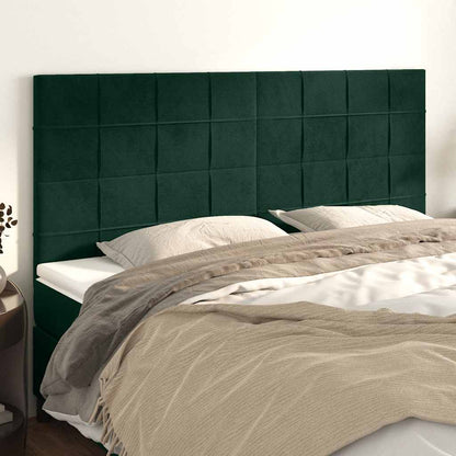 vidaXL Tête de lit vert foncé 200 x 5 x 118/128 cm Velours