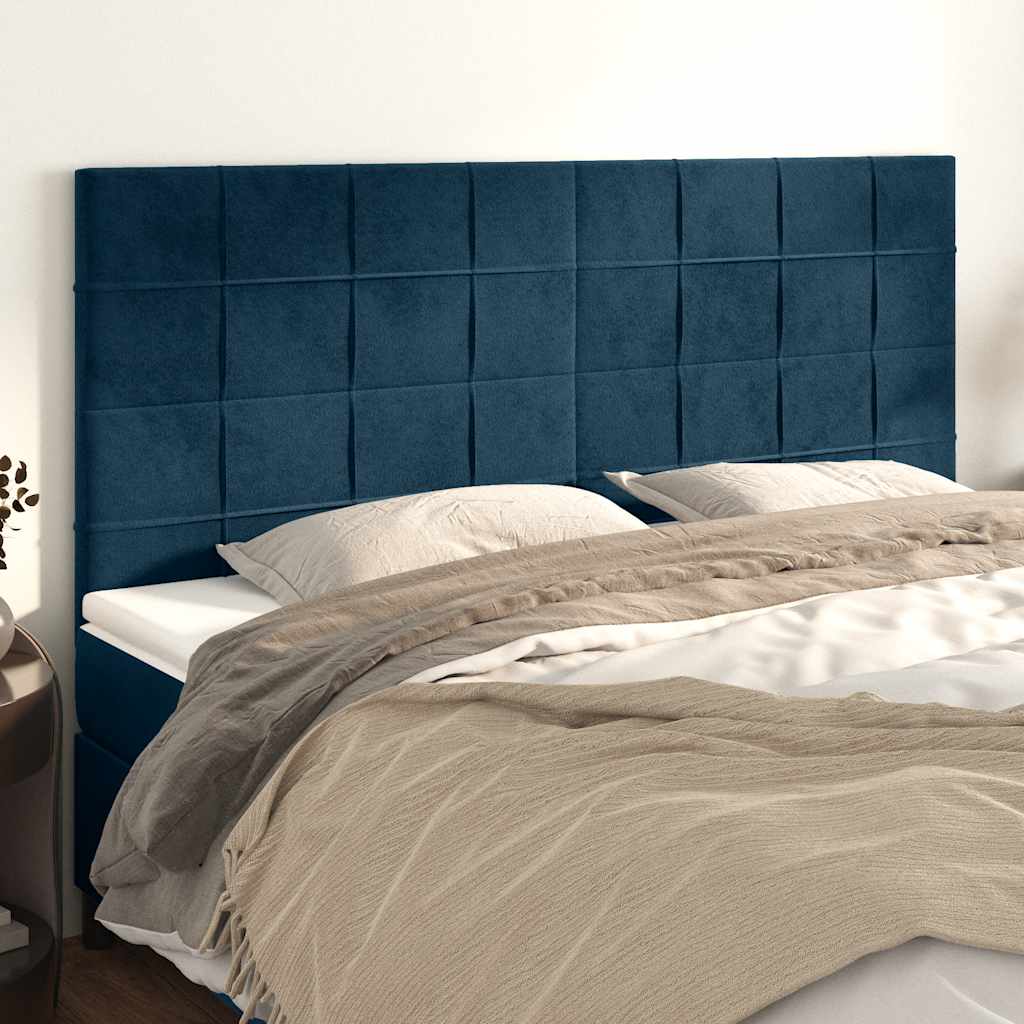 vidaXL Tête de lit bleu foncé 200 x 5 x 118/128 cm Velours