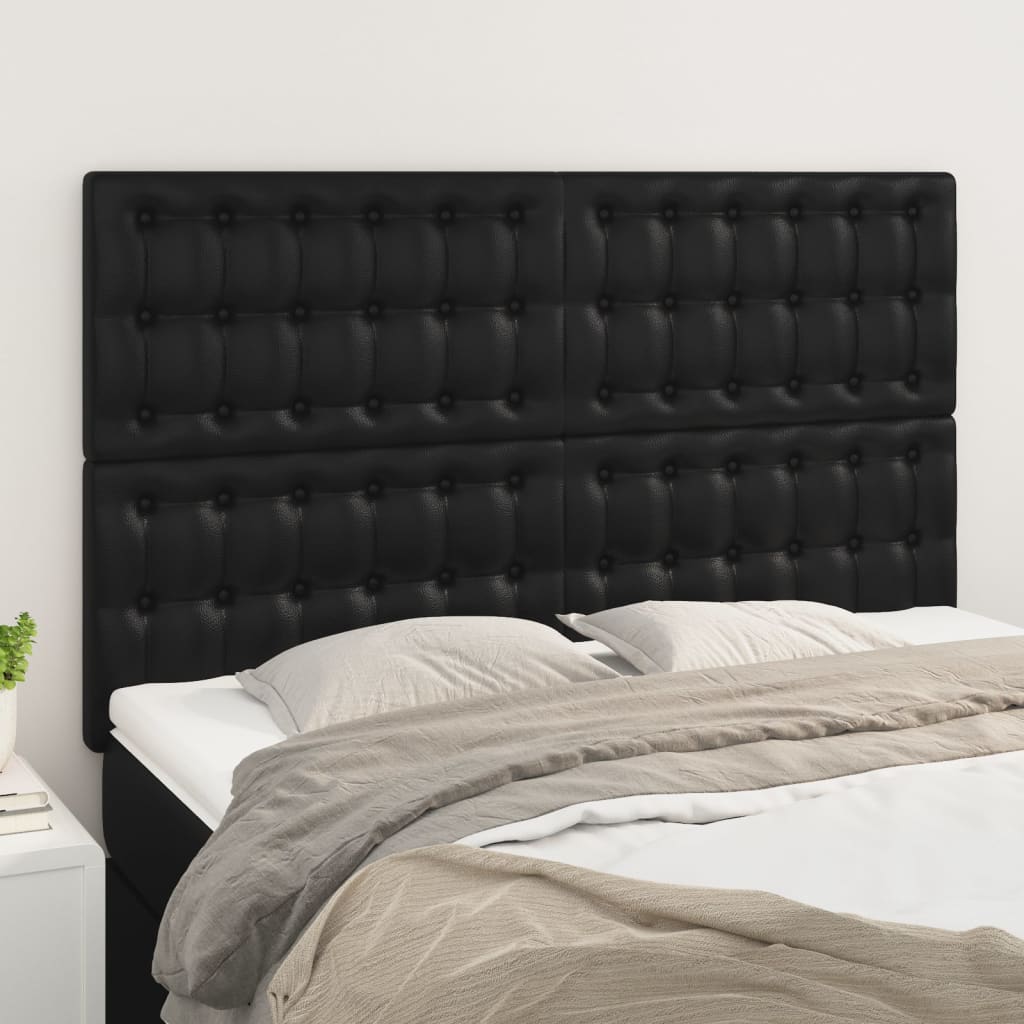 vidaXL Kopfteil Schwarz 144x5x118/128 cm Kunstleder