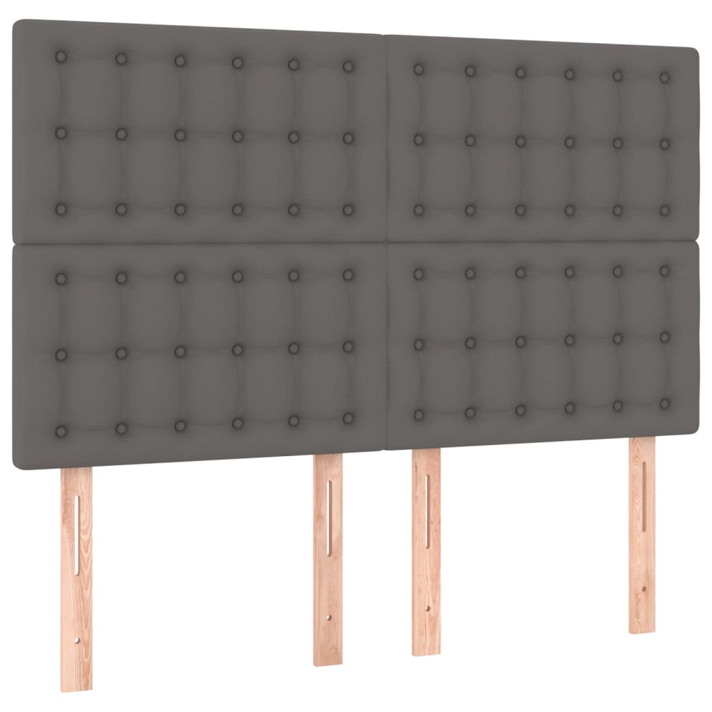 vidaXL Kopfteil Grau 144x5x118/128 cm Kunstleder