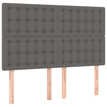 vidaXL Kopfteil Grau 144x5x118/128 cm Kunstleder