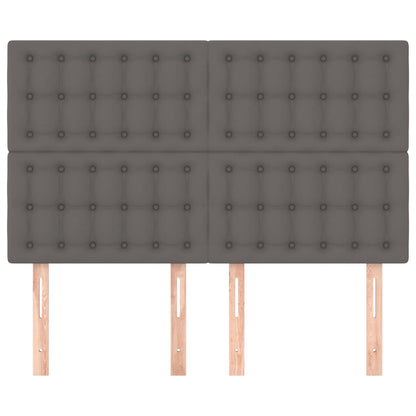 vidaXL Kopfteil Grau 144x5x118/128 cm Kunstleder