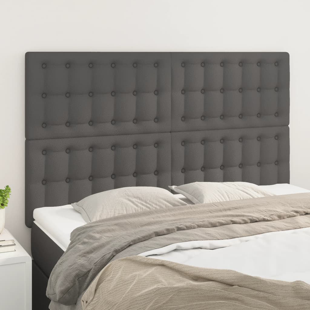 vidaXL Kopfteil Grau 144x5x118/128 cm Kunstleder