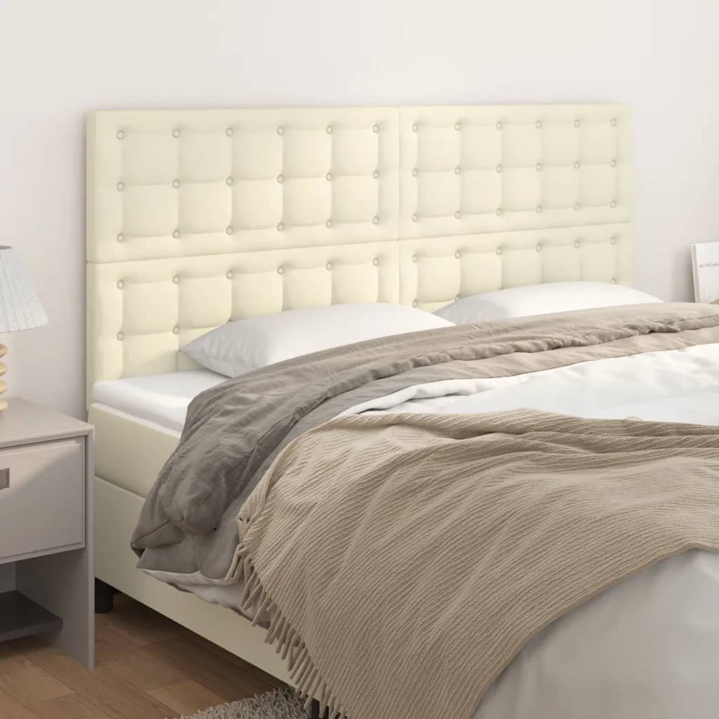 vidaXL Kopfteil Creme 160x5x118/128 cm Kunstleder