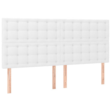 vidaXL Kopfteil Weiß 200x5x118/128 cm Kunstleder