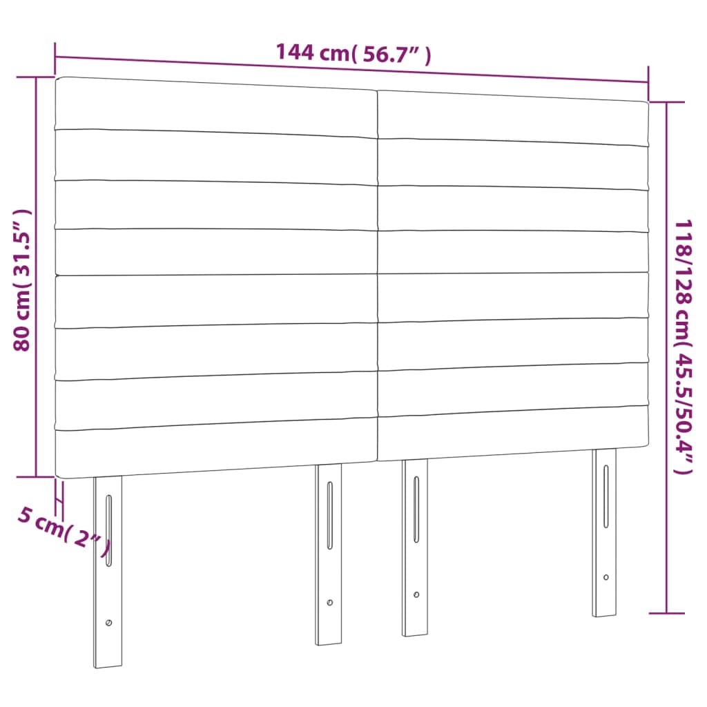 vidaXL Kopfteil Dunkelgrau 144 x 5 x 118/128 cm Stoff