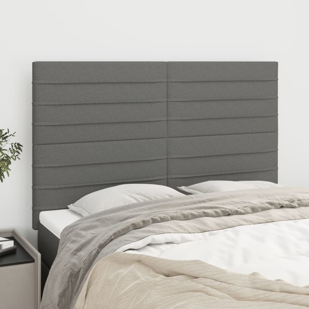 vidaXL Kopfteil Dunkelgrau 144 x 5 x 118/128 cm Stoff