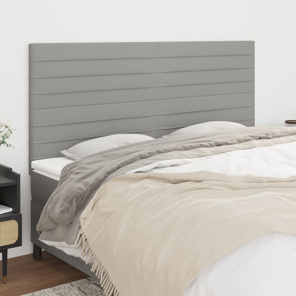 vidaXL Kopfteil Hellgrau 160 x 5 x 118/128 cm Stoff