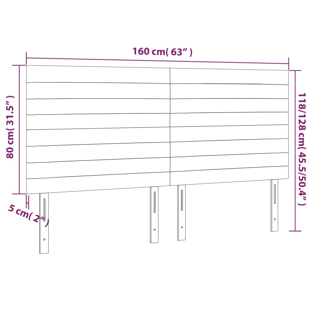 vidaXL Kopfteil Schwarz 160 x 5 x 118/128 cm Stoff