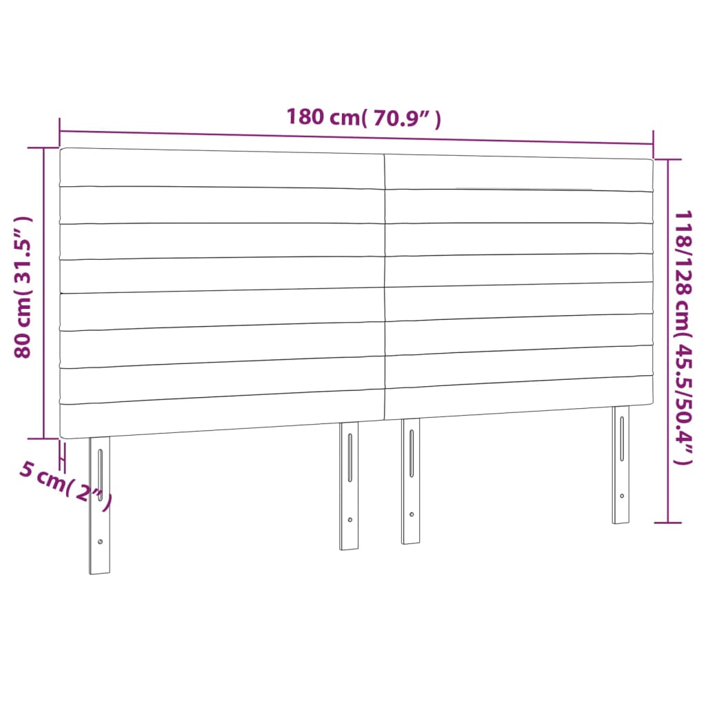 vidaXL Kopfteil Dunkelgrau 180 x 5 x 118/128 cm Stoff