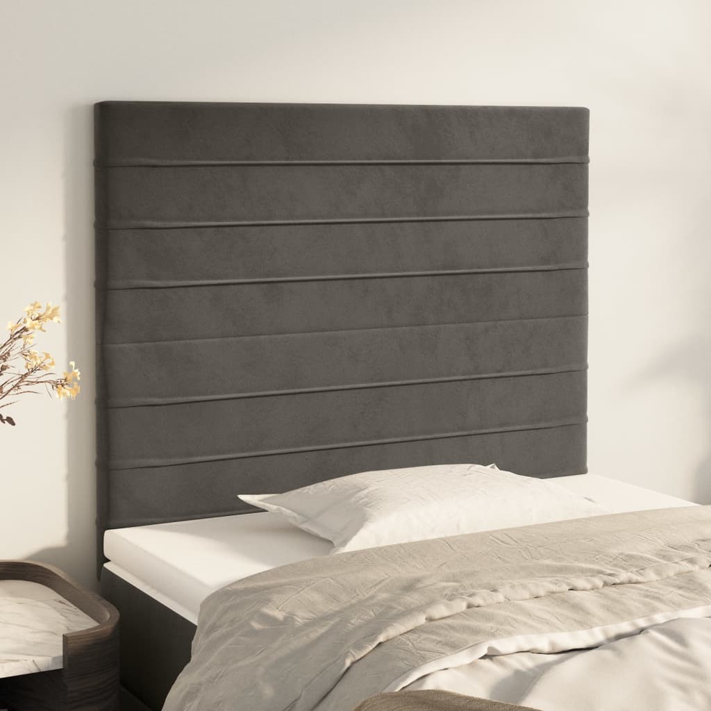 vidaXL Kopfteil Dunkelgrau 100 x 5 x 118/128 cm Samt
