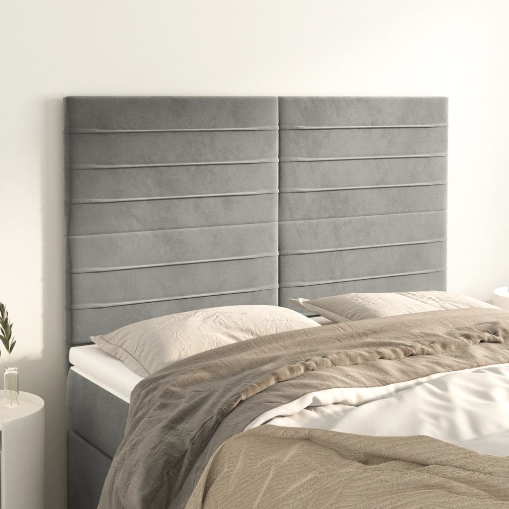 vidaXL Kopfteil Hellgrau 144x5x118/128 cm Samt