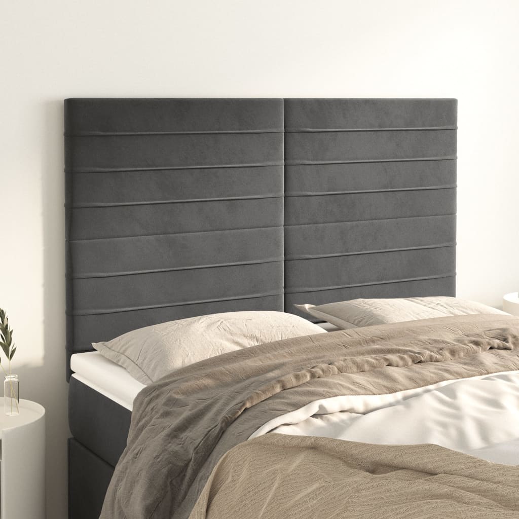vidaXL Kopfteil Dunkelgrau 144 x 5 x 118/128 cm Samt