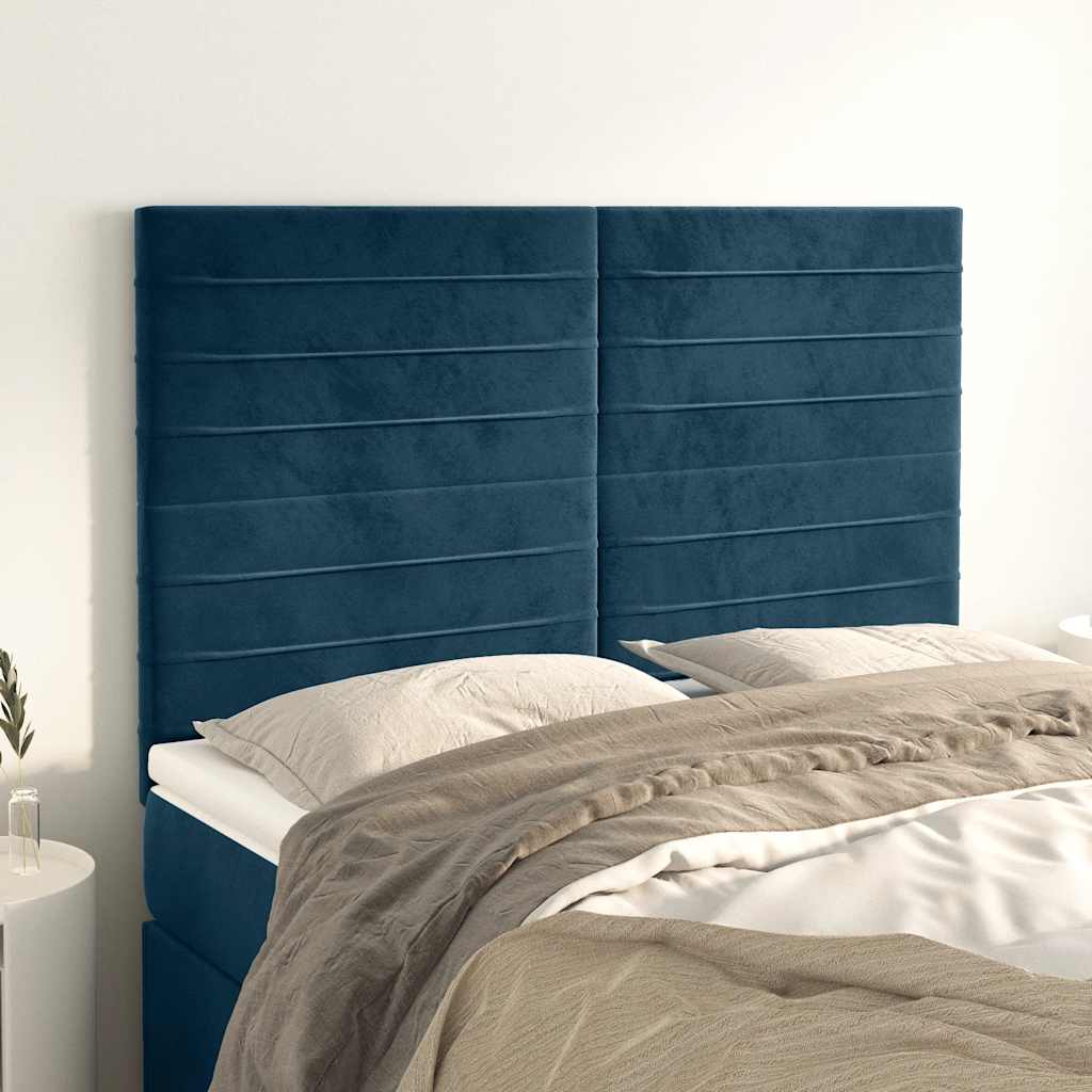 vidaXL Kopfteil Dunkelblau 144x5x118/128 cm Samt