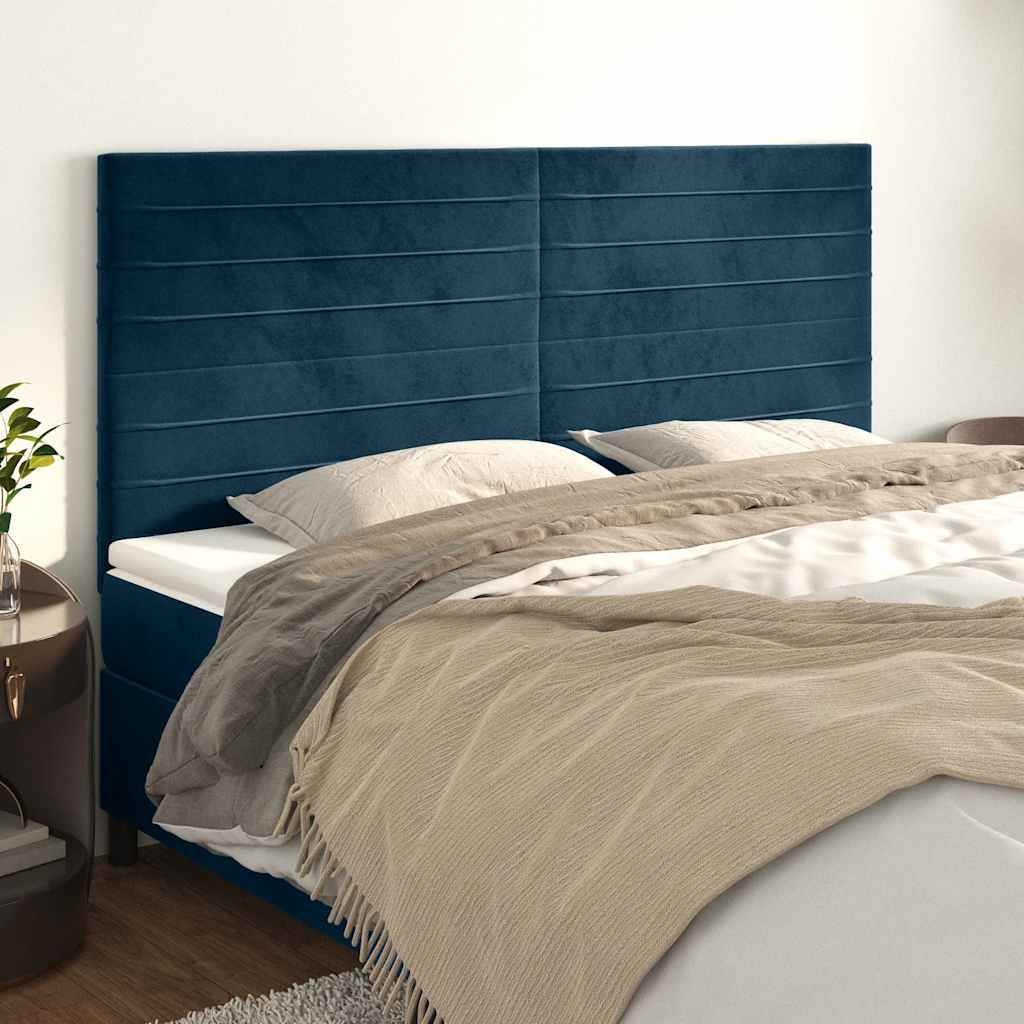 vidaXL Kopfteil Dunkelblau 160 x 5 x 118/128 cm Samt