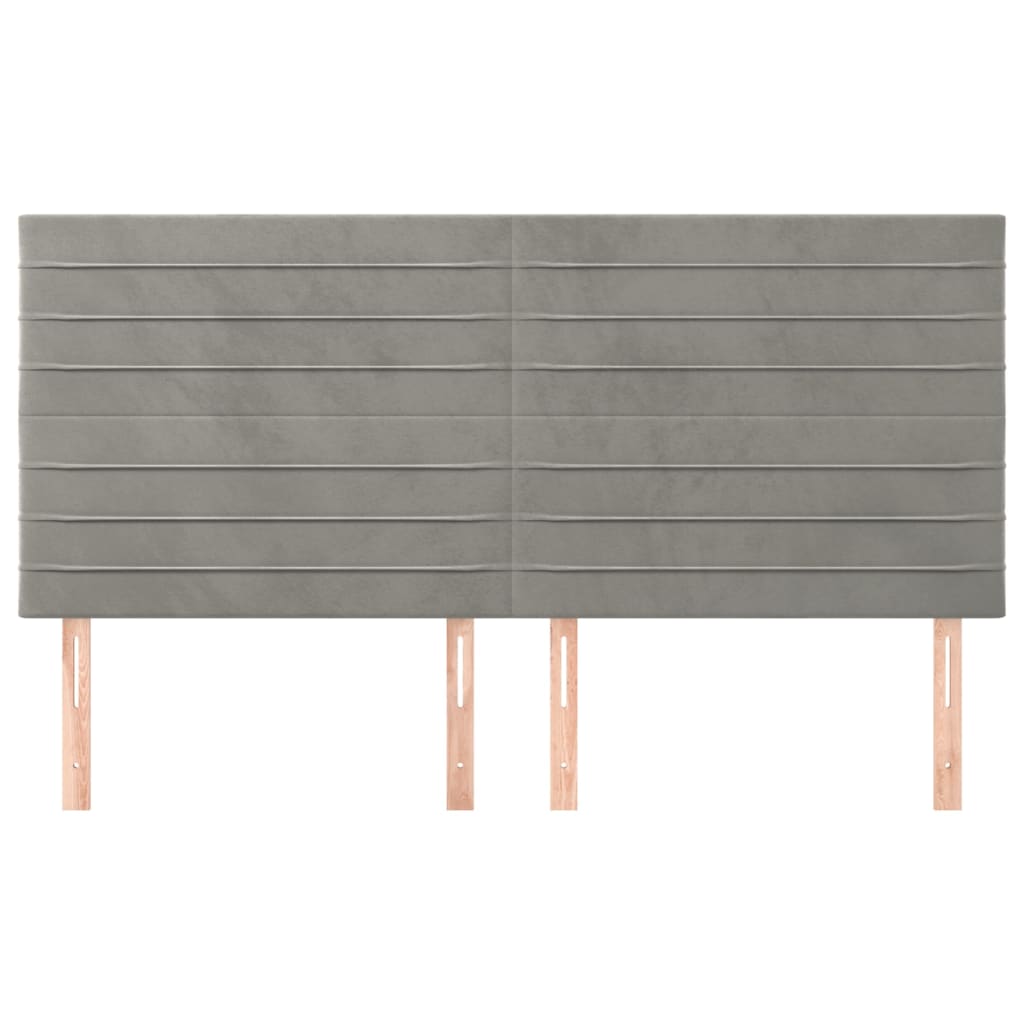 vidaXL Kopfteil Hellgrau 200 x 5 x 118/128 cm Samt