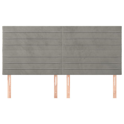 vidaXL Kopfteil Hellgrau 200 x 5 x 118/128 cm Samt