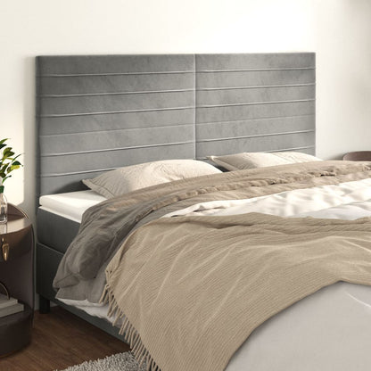vidaXL Kopfteil Hellgrau 200 x 5 x 118/128 cm Samt
