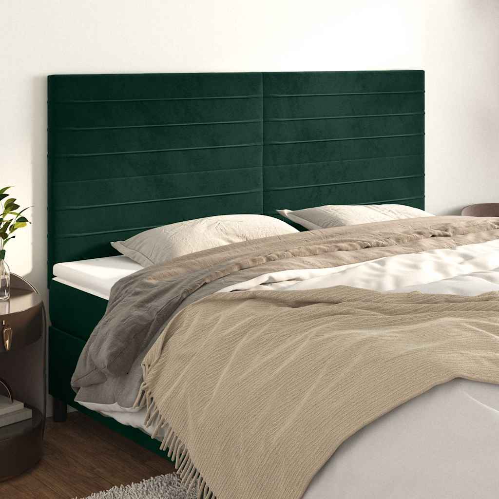 vidaXL Kopfteil Dunkelgrün 200 x 5 x 118/128 cm Samt