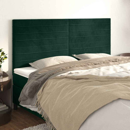 vidaXL Kopfteil Dunkelgrün 200 x 5 x 118/128 cm Samt
