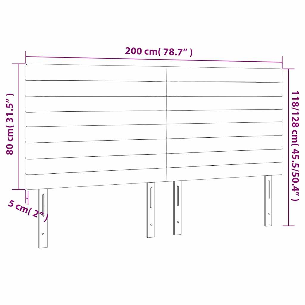 vidaXL Kopfteil Dunkelblau 200 x 5 x 118/128 cm Samt