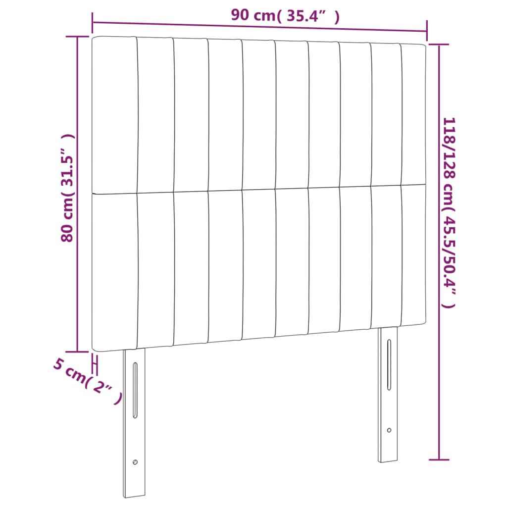 vidaXL Kopfteil Schwarz 90x5x118/128 cm Stoff