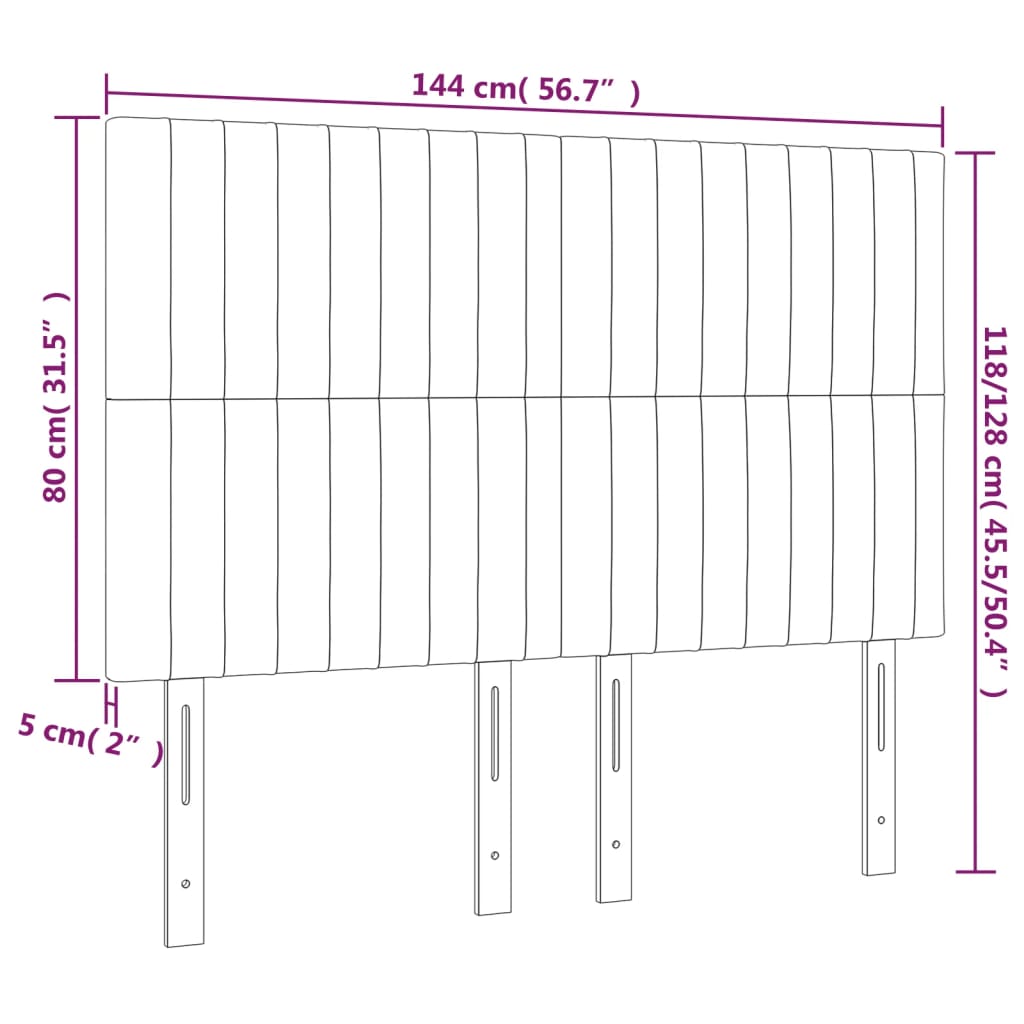 vidaXL Kopfteil Dunkelgrau 144 x 5 x 118/128 cm Stoff