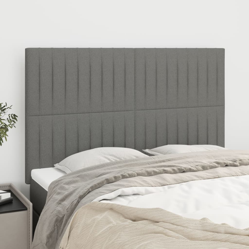 vidaXL Kopfteil Dunkelgrau 144 x 5 x 118/128 cm Stoff