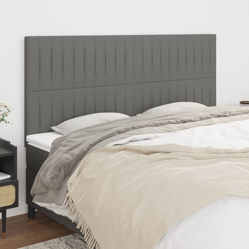 vidaXL Kopfteil Dunkelgrau 160 x 5 x 118/128 cm Stoff