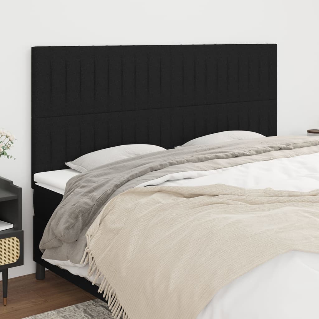 vidaXL Kopfteil Schwarz 160 x 5 x 118/128 cm Stoff