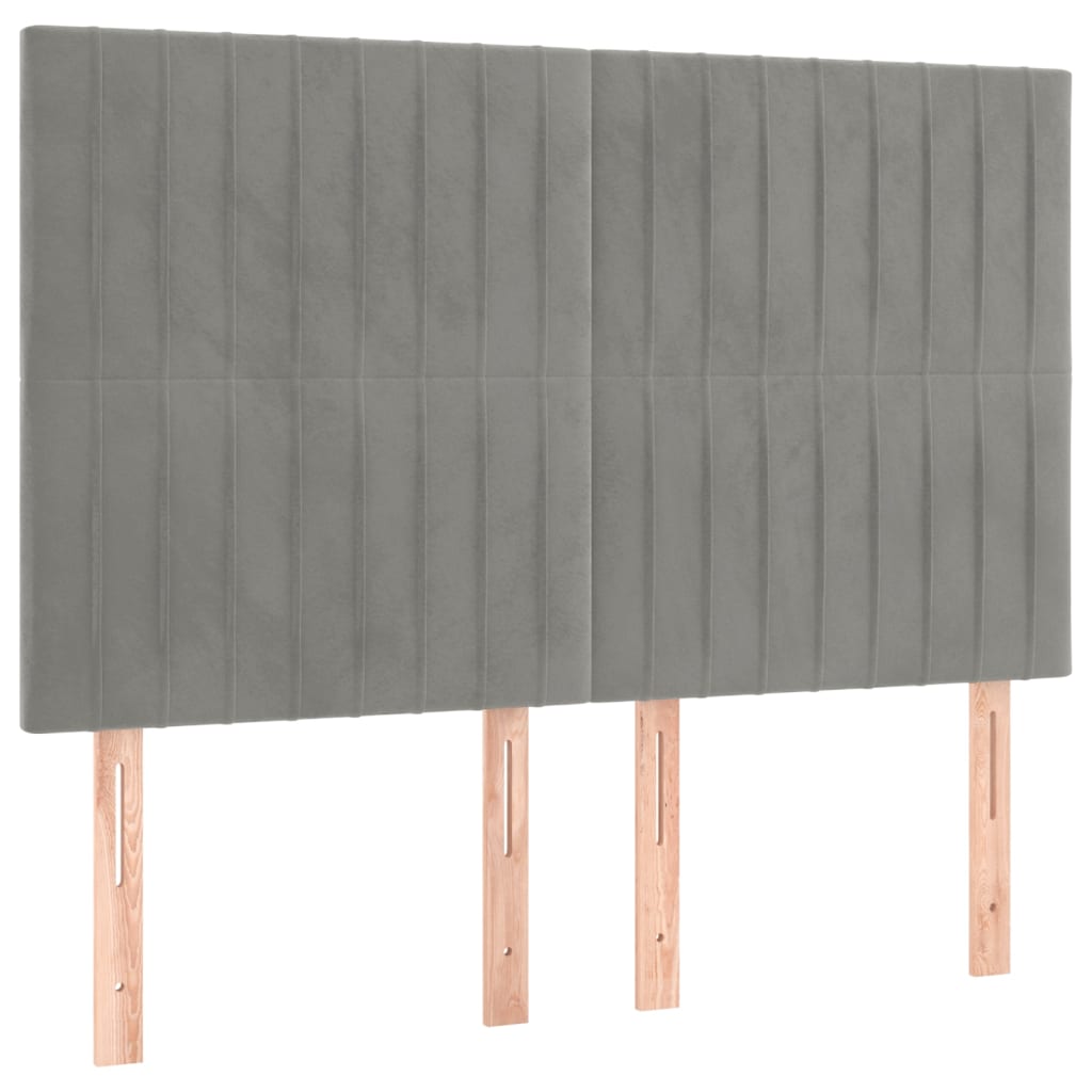 vidaXL Kopfteil Hellgrau 144x5x118/128 cm Samt