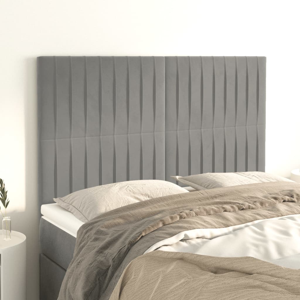 vidaXL Kopfteil Hellgrau 144x5x118/128 cm Samt